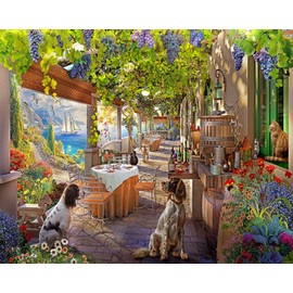 Springbok Vineyard Porch 1000 Piece Jigsaw Puzzle for Adults - Escape to a Beautiful Vineyard Retreat with This Relaxing Image by Artist Henriette Chinaglia