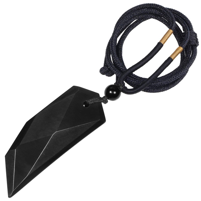 Nupuyai Wolf Tooth Gemstone Necklace Men's Sharpener Amulet Adjustable Chain