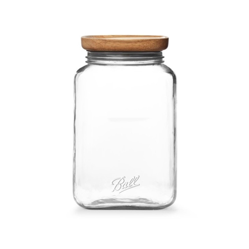 Ball Stack & Store Glass Mason Jars with Wooden Lid,