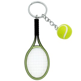 Moydolo Cute Mini Tennis Racket Keyring with Tennis Ball Keyring Pendant Gifts, Assorted Colours, Green