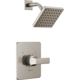 Delta Velum 14 Series Shower Faucet Set, Brushed Nickel Shower Head and Handle Set, Valve Trim Kit, Stainless T14237-SS (Valve Not Included)