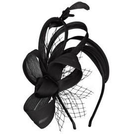Hotalisona Fascinators Hats Headband with Clips Feather Black Tea Party Derby Hats Dress 1920s Dresses Headpiece for Women