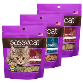 Herbsmith Sassy Cat Treats - Freeze Dried Meat Treats – All Natural Treats for Cats - Bundle- Chicken, Turkey, and Duck