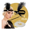 Grupo Carnavallia Kit Charleston Accesorios Diadema Pluma Negra Collar Pipa