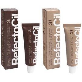 RefectoCil Eyebrow and Eyelash Tint 2-Pack – Professional Hair Tint for Long-Lasting Color – Natural Brown (#3) + Light Brown (#3.1)