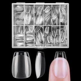 Nicedeco Coffin Nails Tips 216pcs Soft Gel Nail Tips Full Cover False Nails Pre-shaped Clear Acrylic Press on Nails 12 Sizes - 010