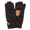 C.C Women Solid Ribbed Glove with Smart Tips (G-20)(G-33) (Black-Confetti)
