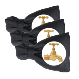 3Pcs Outdoor Winter Tap Cover, Waterproof Thermal Tap Jacket, Tap Cover Insulated Protector, Black Outside Tap Cover with Strap, Thickened Tap Cosy Cover for No-Freezing Bursting