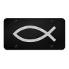 BLVD Engraved Christian Fish Car Tag Diamond Etched Black Aluminum