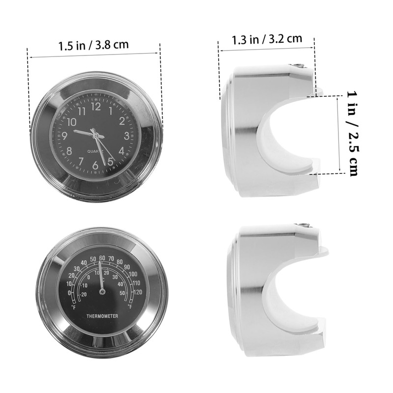 Vaguelly Set of 2 22-25mm Motorcycle Handlebar Thermometer Clock Night-Reading