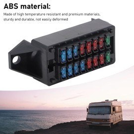 16-Way Fuse Box, Car Fuse Box, Mini High Temperature Resistant 16-Piece Fuse, 10A, 15A, 30A, 32 Crimp Connections, Wiring Hub, for Car, Bus, Boat