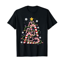 Candy Cane Shirt For Family, Kids Christmas Tree Lights T-Shirt