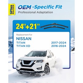 5 PLUS 24"+21" Windshield Wipers Blade Replacement for Nissan 2017-2024 TITAN /2016-2024 TITAN XD Wiper Blades-Front All-Weather Beam Wiper Blades Exact fit J-Hook Type Wiper Arms (Pack Of 2)