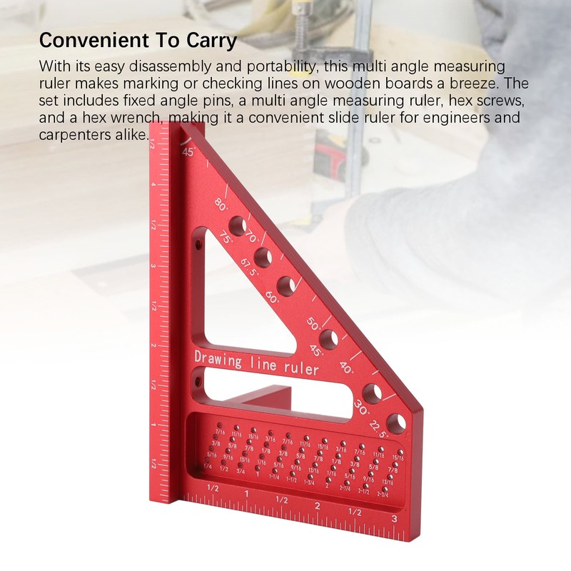 Carpenter Square Hole Scribing Ruler 45 90 Degree Aluminum Alloy