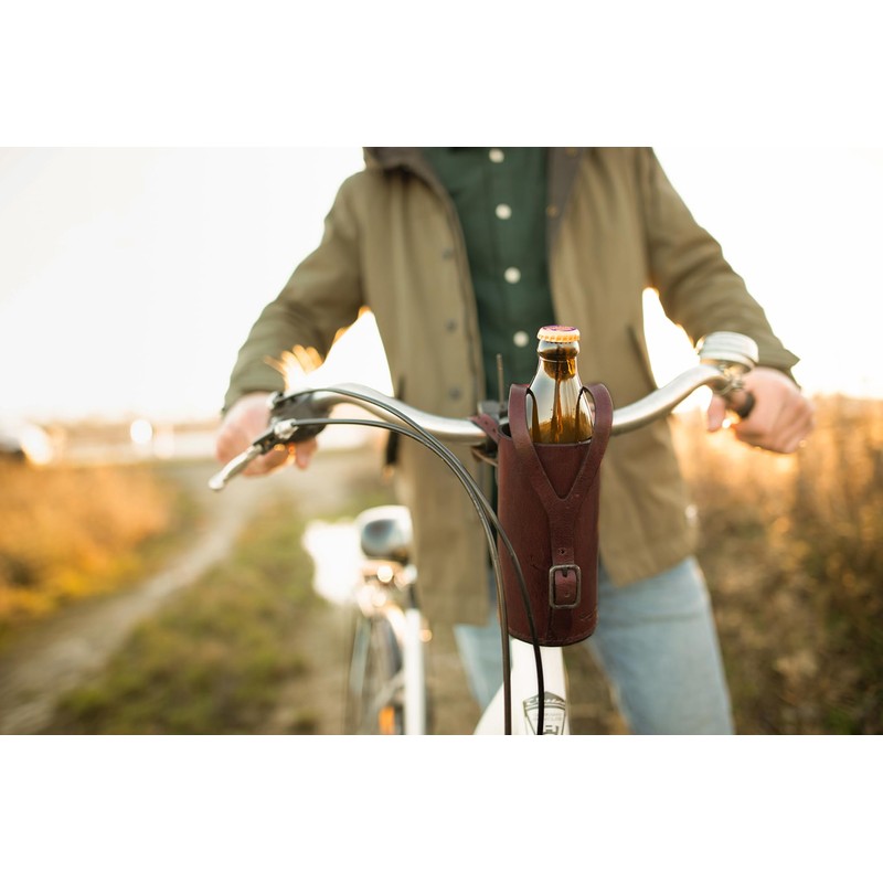Gusti Connie Leather Bottle Holder for Bicycle Handlebar Drink Holder