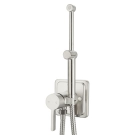 Brushed Nickel Handheld Warm Water Bidet Sprayer Mounted on The Wall, Concealed Hot and Cold Bidet Sprayer with Mixing Valve for Toilet