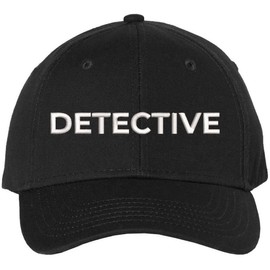 Army Universe Detective Embroidered Text Baseball Cap | Investigator Agent Structured Hat for Men and Women, Black with White Text
