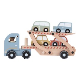 Little Dutch Car transporter including 4 cars and toy figure wooden children - blue