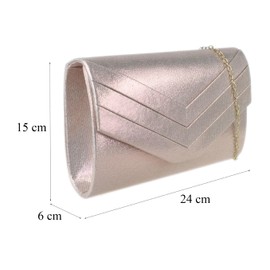 Girly Handbags Womens Faux Suede Plain Clutch Bag Medium Rose Gold