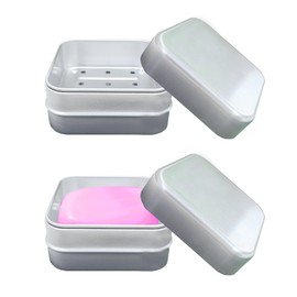 Pack of 2 Aluminium Travel Soap Box Waterproof Soap Dish with Drainer Travel Soap Box Metal Soap Dish Soap Storage Soap Box Square Soap Dish for Travel