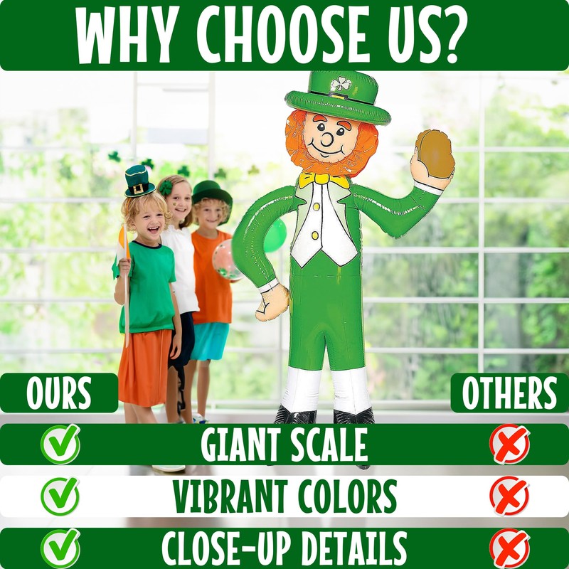 Giant 70 Inch Inflatable Leprechaun for St. Patrick's Day