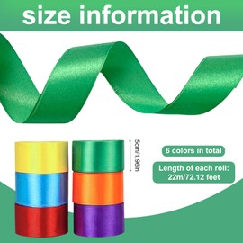 Zyiphor 6 Farben Satinband 50mm x 22m Seidenbänder Bunt Geschenkband Breit Schleifenband für Geschenkverpackungen Basteln DIY Nähen Haarschleife Geburtstag Stuhl Party