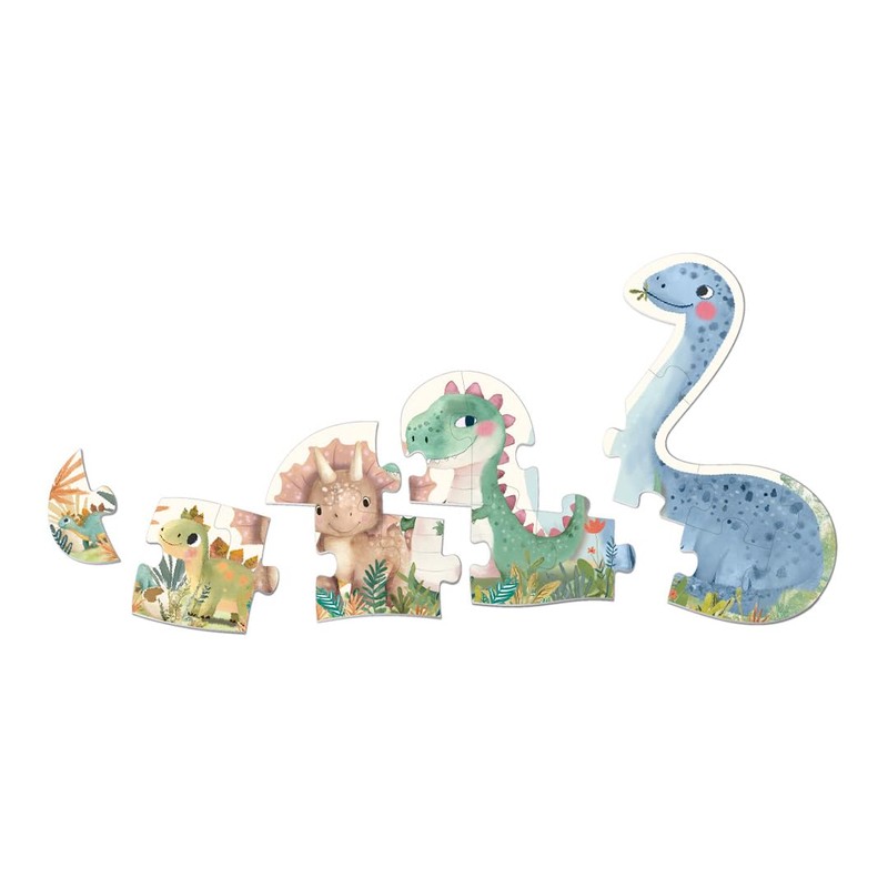 APLI Kids 20124 -Puzzle progressivo da 15 pezzi con dinosauri