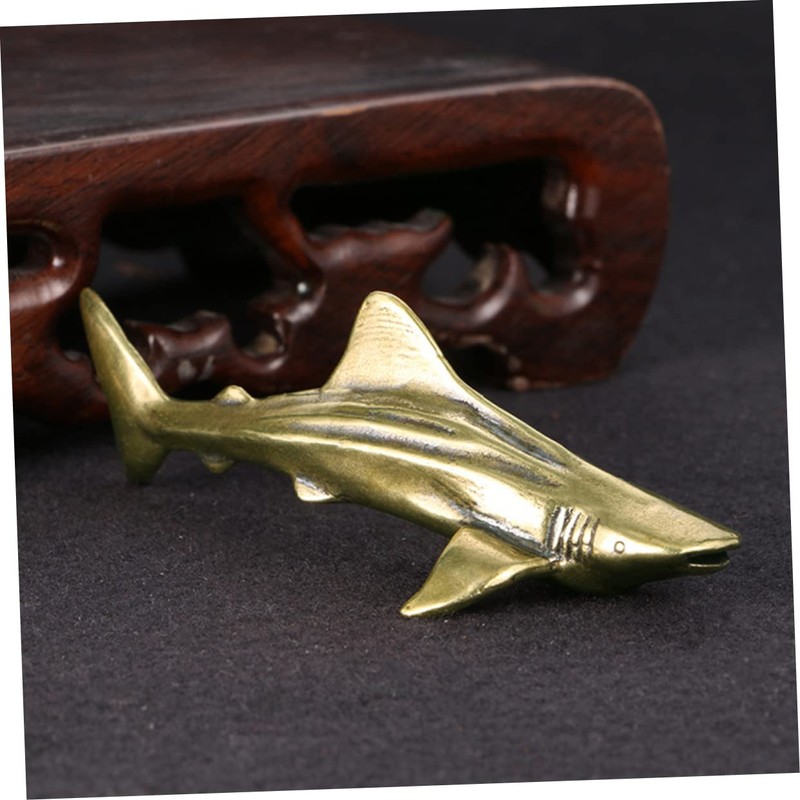 iplusmile Brass Shark Figurine Creative Desktop Decor Exquisite Shark Shaped