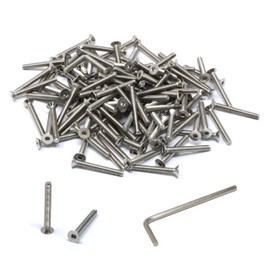 iexcell 100 Pcs M3 x 25mm Thread Pitch 0.5 mm Stainless Steel 304 Hex Socket Flat Head Cap Screws Bolts Kit