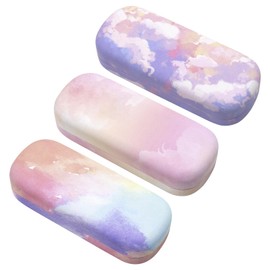 ANLIOTO 3 Pack Sunglass Cases Hard Shell, Cute Large Eyeglasses Case Linen Clound Glass Organizations for Women Girls