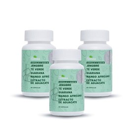 AG PERSEA PACK 3 Frascos 60 Cápsulas Cu a base de té verde con jengibre, extracto de aguacate, ingredientes naturales (3)                             