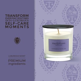 Pecksniffs Lavender & White Tea Scented Candle | Elegant Glass Vessel | Scented Candles for Home | 1 Wick, 184g/6.49oz