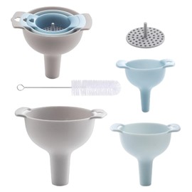 3-Piece Funnel with 1 Small Brush, Plastic Funnel Set, 4-in-1 Funnel with Filter, Multifunctional Funnel Set, Funnel Kitchen Set, Kitchen Accessories