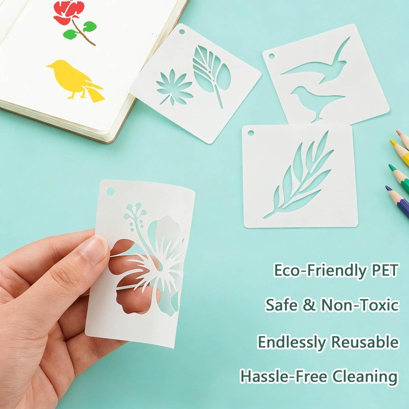 100 PCS Flower Stencils for Painting Stencils for Crafts Reusable
