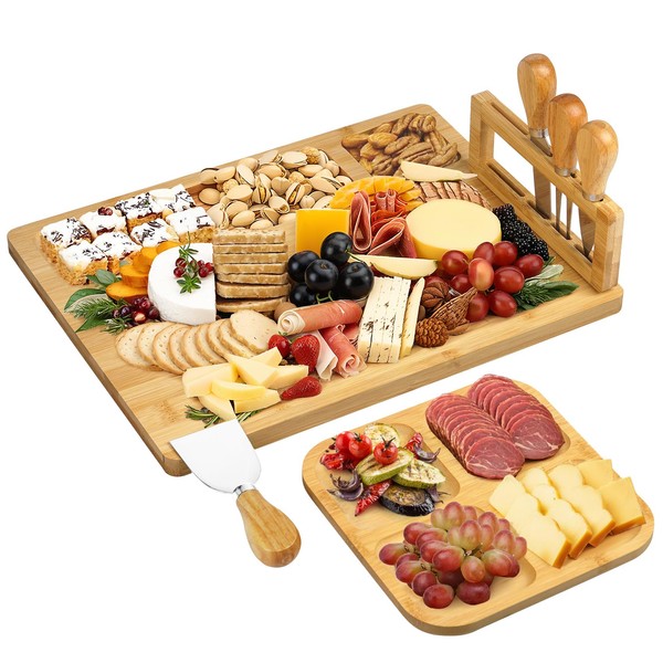 Timburst Charcuterie Boards with Knife, 14" X 11" Charcuterie Boards