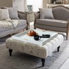 HofferRuffer Extra Large Square Serving Tray, Elegant Faux Leather Ottoman