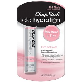 ChapStick Total Hydration Moisture + Tint, Pink Nude Tinted Lip Balm, 0.12 oz