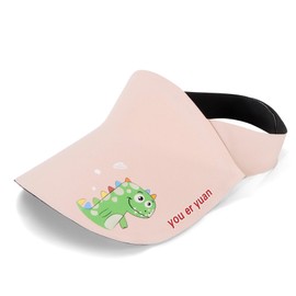 HeyCaps Kids Sun Visor Hat UV Protection Summer Cap with Cute Dinosaur Design Lightweight Breathable Outdoor Sports Hat for 1-8 Years Pink