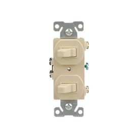 EATON 271V-BOX Arrow Hart 271V Duplex Grounding Toggle Switch, 120/277 Vac, 15 A, 1 Pole, Ivory