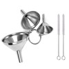 Pack of 3 Funnels Kitchen Stainless Steel with 2 Cleaning