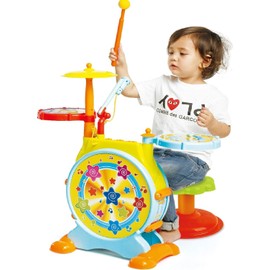 Prextex Kids Drum Set-Toddler Drum Set Includes Toy Microphone, Adjustable Sound