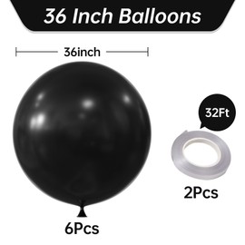 36 Inch Giant Light Pink Balloons, 6 Pack Large Round Light Pink Latex Balloons for Anniversary, Birthday, Christmas, Wedding, Baby Shower Party Decorations (Black)