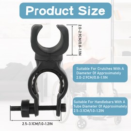 Giantree 2pcs Black Cane Holder for Universal Crutches, Stick Bracket Accessories for Drive Rollator, Elderly Walkers & Wheelchairs