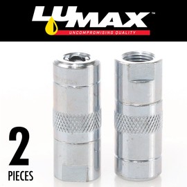 LUMAX LX-1400-2 Silver 1/8" NPT Standard Grease Coupler (Pack of 2). Standard Grease Coupler. Fits All 1/8" NPT Threads. 4500 PSI (310 Bar) Maximum Operating Pressure.