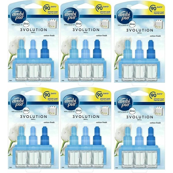 Febreze 3Volution Air Freshener Plug-In Diffuser Refill, 120 ml (20 ml x 6), Spring Awakening, With A Touch Of Lenor