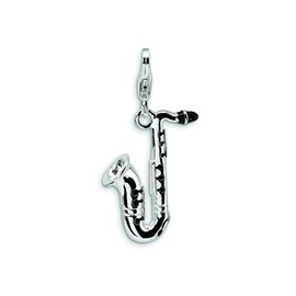 Amore LaVita Sterling Silver 3-D Enameled Saxophone Lobster Clasp Bracelet Charm