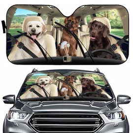 Generic Funny Dog Puppy Driver Car Windshield Sunshade Dog Driver Car Sunshade Foldable Car Sunshade Protects Your Car Interior Prevents UV Rays Cools Your Vehicle