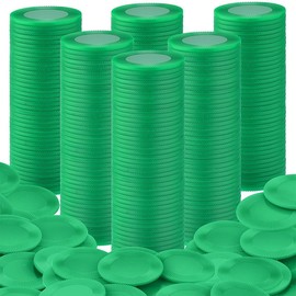 Coopay 500 Pieces Plastic Poker Chips, 1 Inch Bingo Chips Bulk Learning Counters Disks Poker Card Game, Counting Markers for Math Practice, Game Tokens and Teaching Rewards, 25 mm (Green)