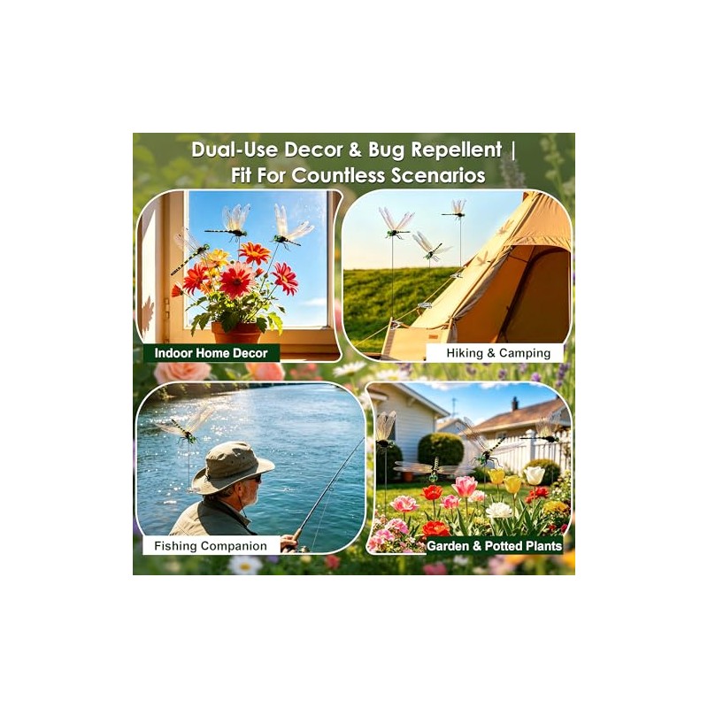 12 Pack 3D Dragonfly Clips - Realistic Garden Decorations