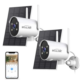 WOOLINK 2PK Wireless Solar Camera 1080P Outdoor WiFi Battery Security Camera Smart Home